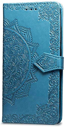 CoverKingz Handy Cover kompatibel mit iPhone XS Max [6,5 Zoll] - Handyschutz mit Kartenfach Klapphülle - Bookcase Hülle aufklappbar Motiv Mandala Blau von CoverKingz
