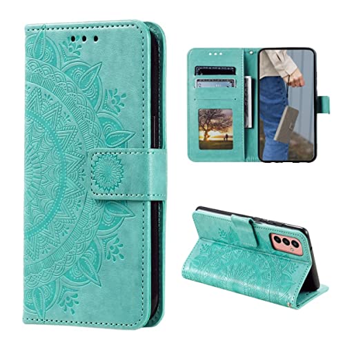 CoverKingz Handy Hülle kompatibel mit Samsung Galaxy A34 5G - Handyhülle mit Kartenfach Bookcover Case - Handy Tasche klappbar Motiv Mandala Grün von CoverKingz