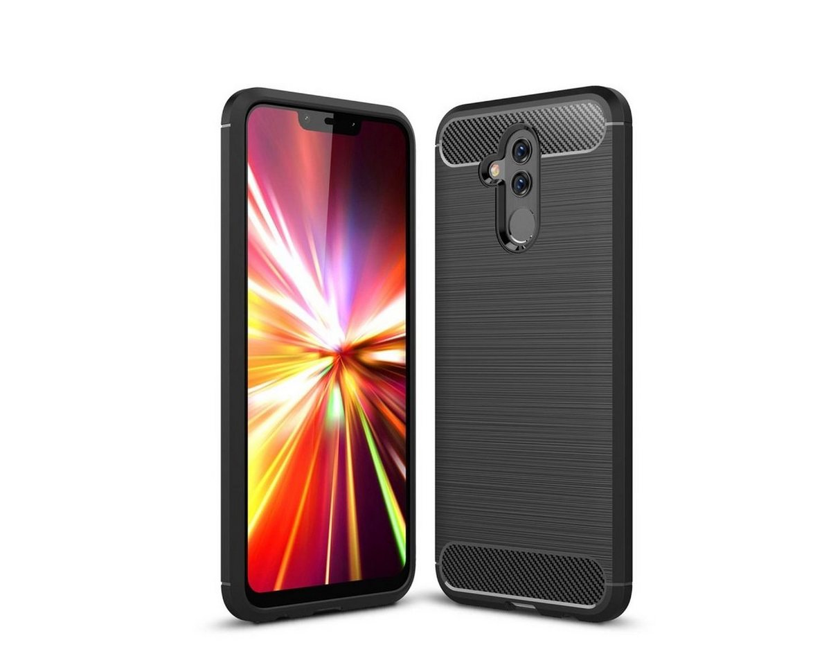 CoverKingz Handyhülle Huawei Mate 20 Lite Handy Hülle Silikon Case Schutzhülle Carbonfarben, Carbon Look Brushed Design von CoverKingz