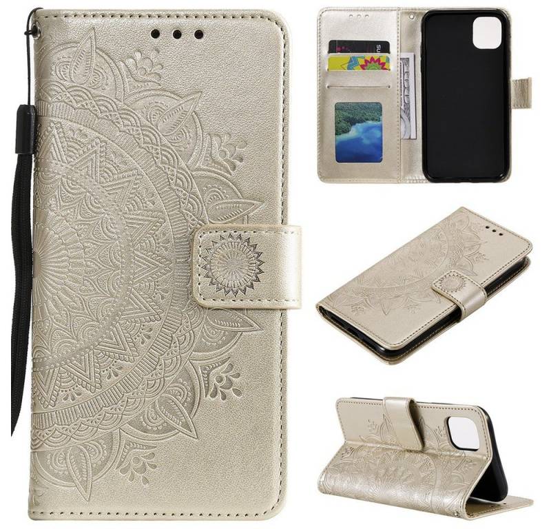 CoverKingz Handyhülle Hülle für Apple iPhone 13 Handyhülle Flip Case Cover Schutzhülle 15,2 cm (6 Zoll), Klapphülle Schutzhülle mit Kartenfach Schutztasche Motiv Mandala von CoverKingz