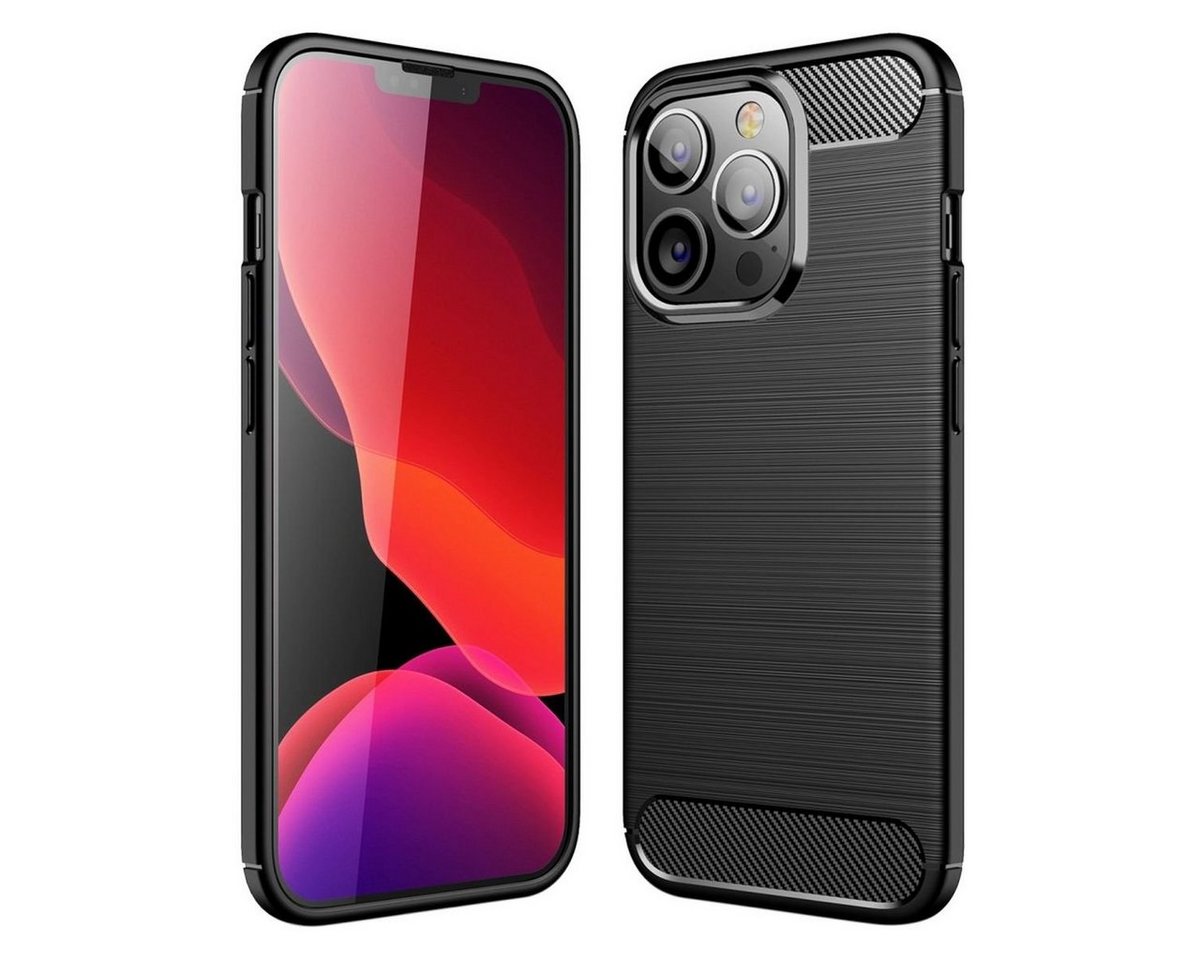CoverKingz Handyhülle Hülle für Apple iPhone 13 Pro Handyhülle Silikon Case Handy Cover 15,49 cm (6,1 Zoll), Handyhülle Bumper Silikoncover Softcase Carbonfarben von CoverKingz