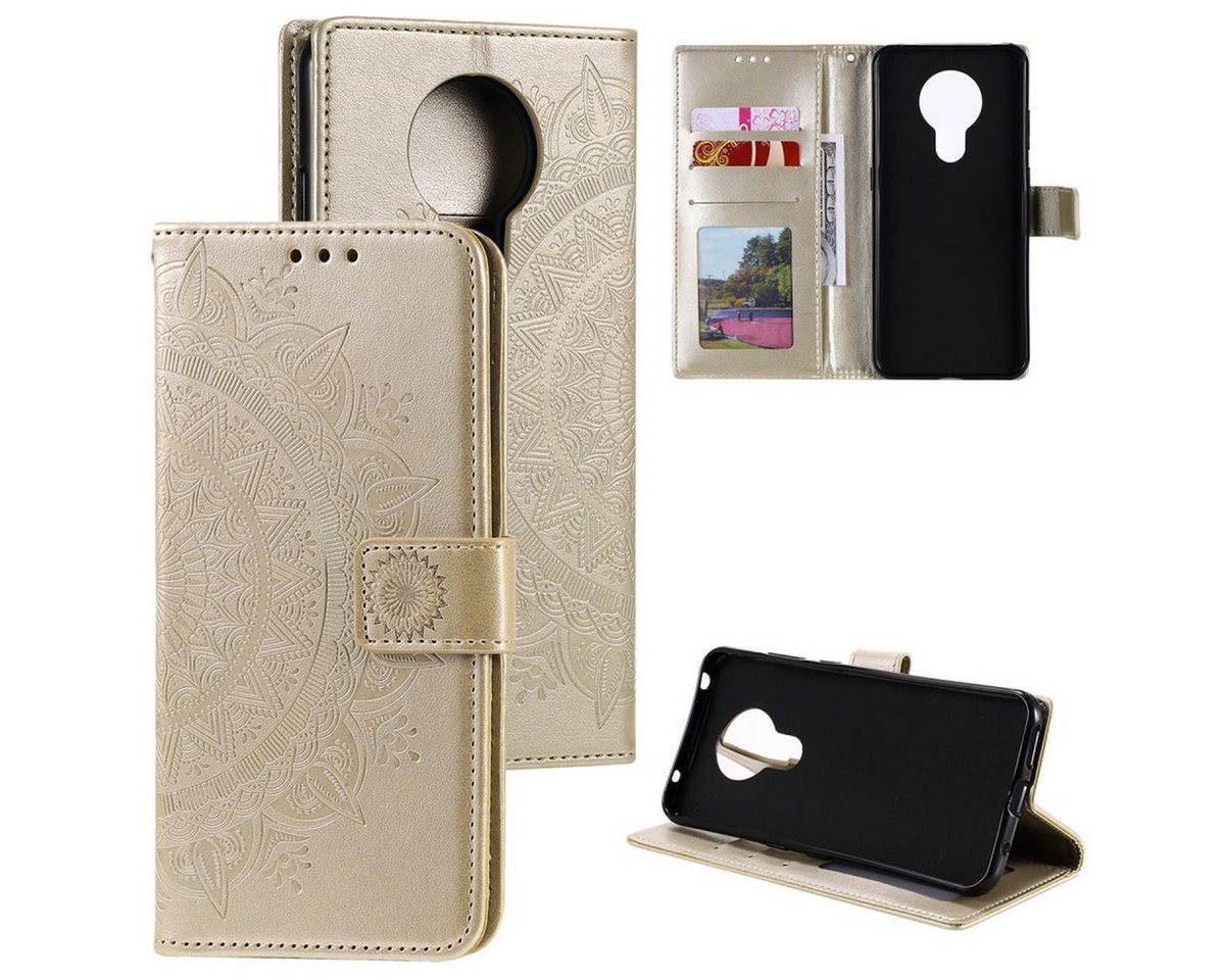 CoverKingz Handyhülle Hülle für Nokia G10/G20 Handyhülle Flip Case Cover Schutzhülle Etui 16,5 cm (6,5 Zoll), Klapphülle Schutzhülle mit Kartenfach Schutztasche Motiv Mandala von CoverKingz