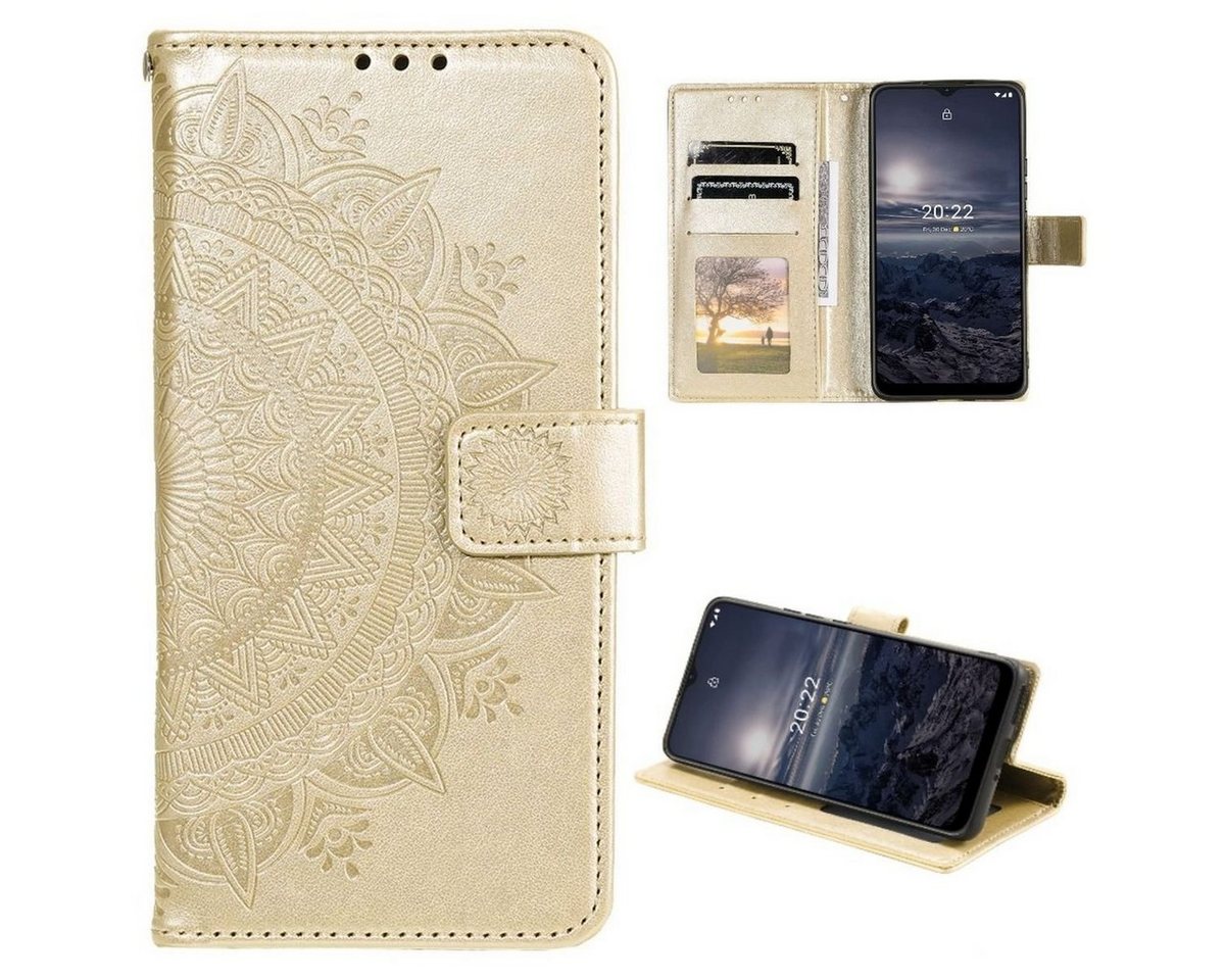 CoverKingz Handyhülle Hülle für Nokia G21/G11 Handyhülle Flip Case Cover Schutzhülle Etui 16,5 cm (6,5 Zoll), Klapphülle Schutzhülle mit Kartenfach Schutztasche Motiv Mandala von CoverKingz