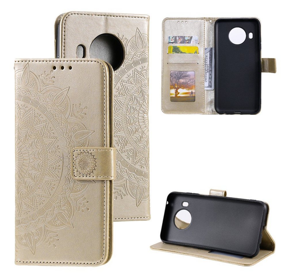 CoverKingz Handyhülle Hülle für Nokia X10/X20 Handyhülle Flip Case Cover Schutzhülle Etui 16,5 cm (6,5 Zoll), Klapphülle Schutzhülle mit Kartenfach Schutztasche Motiv Mandala von CoverKingz