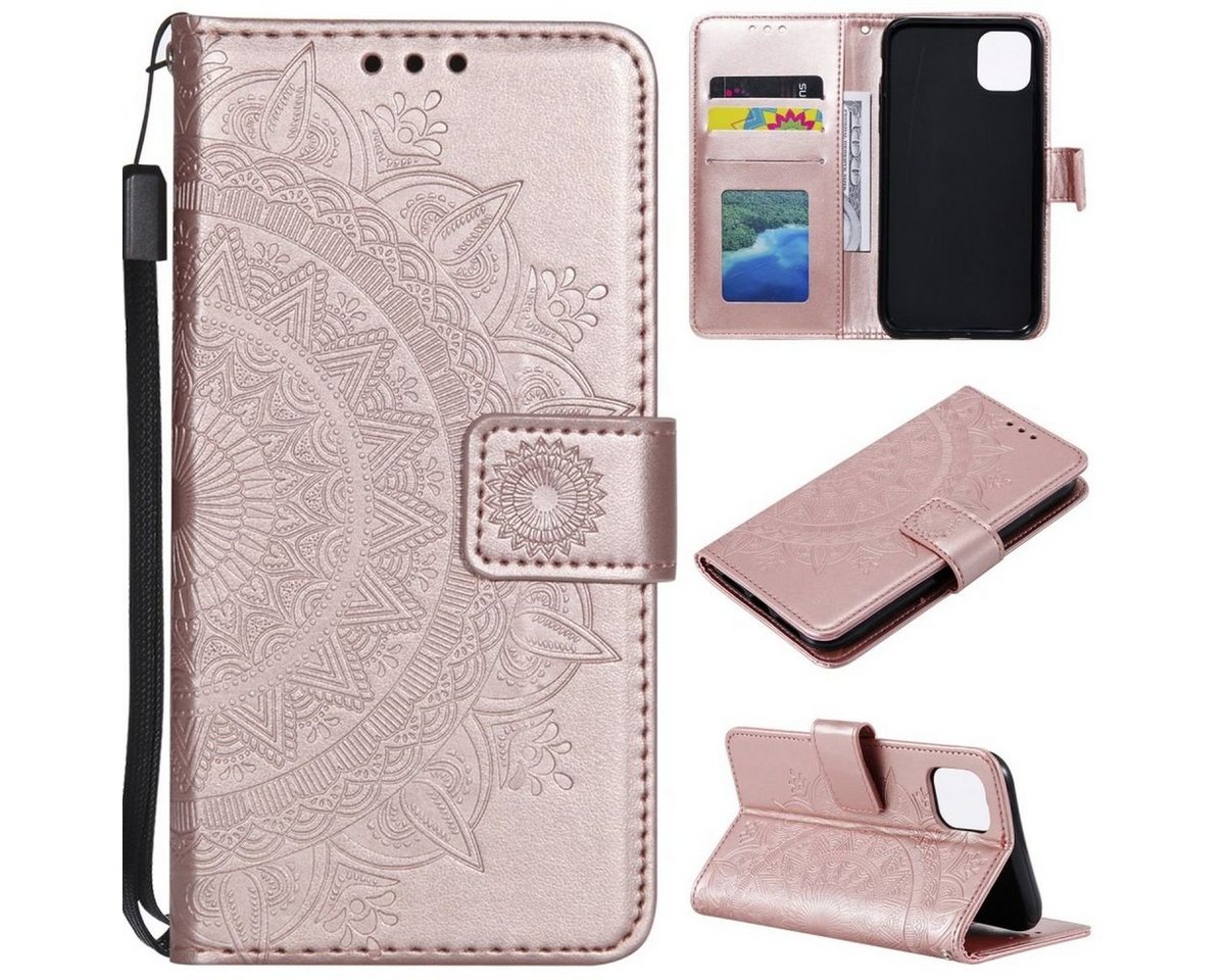 CoverKingz Handyhülle Hülle für Samsung Galaxy A22 5G Handyhülle Flip Case Cover Etui 16,72 cm (6,6 Zoll), Klapphülle Schutzhülle mit Kartenfach Schutztasche Motiv Mandala von CoverKingz