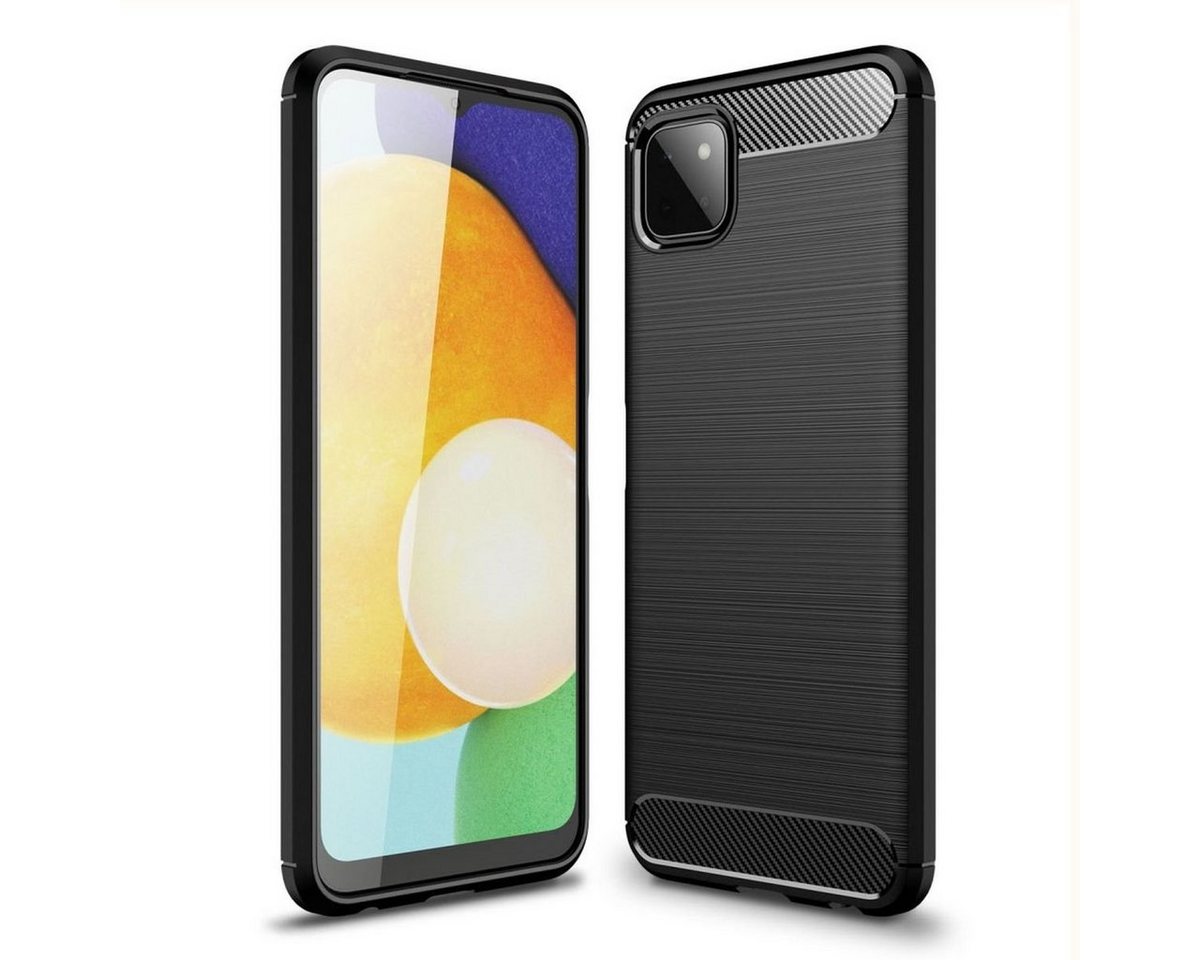 CoverKingz Handyhülle Hülle für Samsung Galaxy A22 5G Handyhülle Silikon Case Handy Cover 16,72 cm (6,6 Zoll), Handyhülle Bumper Silikoncover Softcase Carbonfarben von CoverKingz