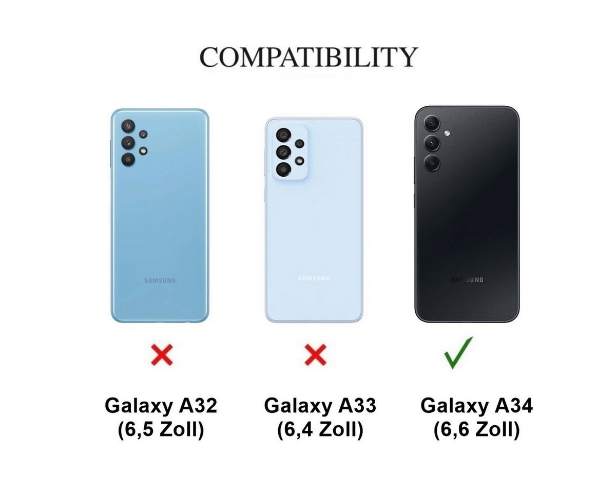 CoverKingz Handyhülle Hülle für Samsung Galaxy A34 Handykette Silikon Cover Handyhülle 16,76 cm (6,6 Zoll), Handyhülle mit Band Bumper Schutzhülle Silikonhülle transparent von CoverKingz