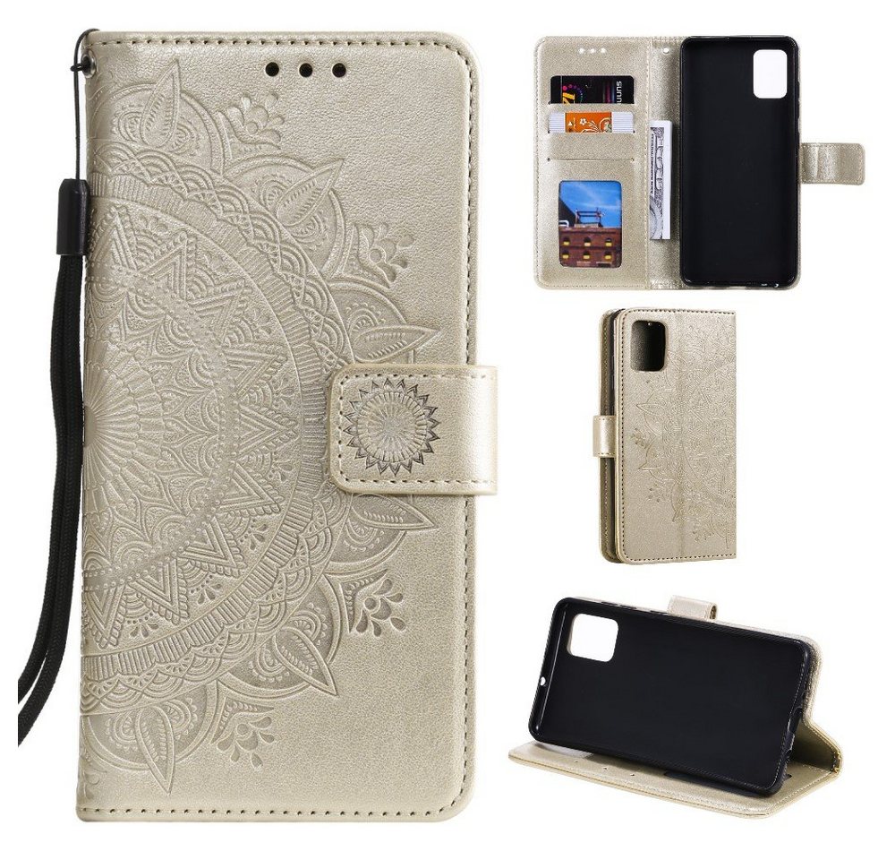CoverKingz Handyhülle Hülle für Samsung Galaxy A51 Handyhülle Flip Case Schutzhülle Cover 16,5 cm (6,5 Zoll), Klapphülle Schutzhülle mit Kartenfach Schutztasche Motiv Mandala von CoverKingz