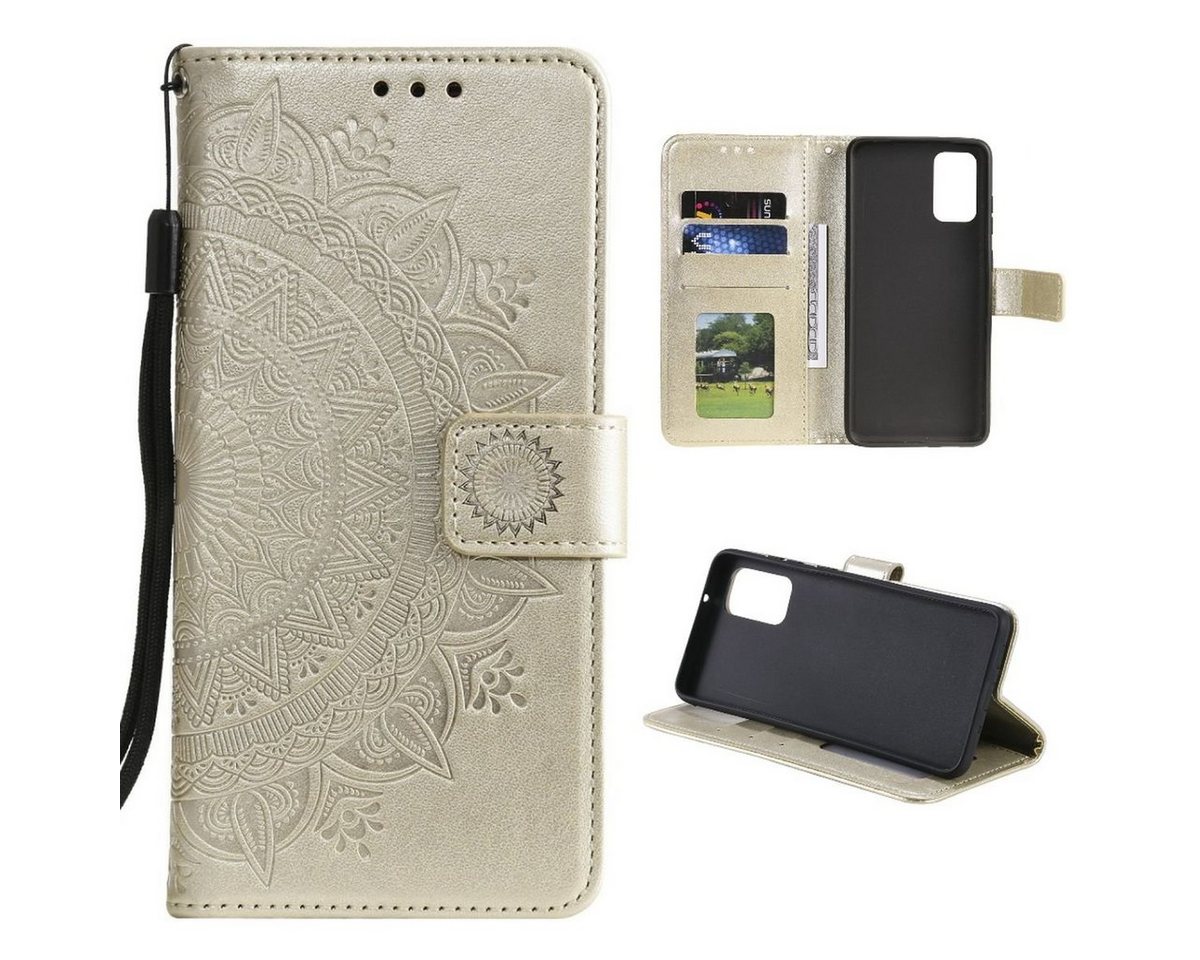 CoverKingz Handyhülle Hülle für Samsung Galaxy A52/A52 5G/A52s 5G Handy Flip Case Cover 16,5 cm (6,5 Zoll), Klapphülle Schutzhülle mit Kartenfach Schutztasche Motiv Mandala von CoverKingz