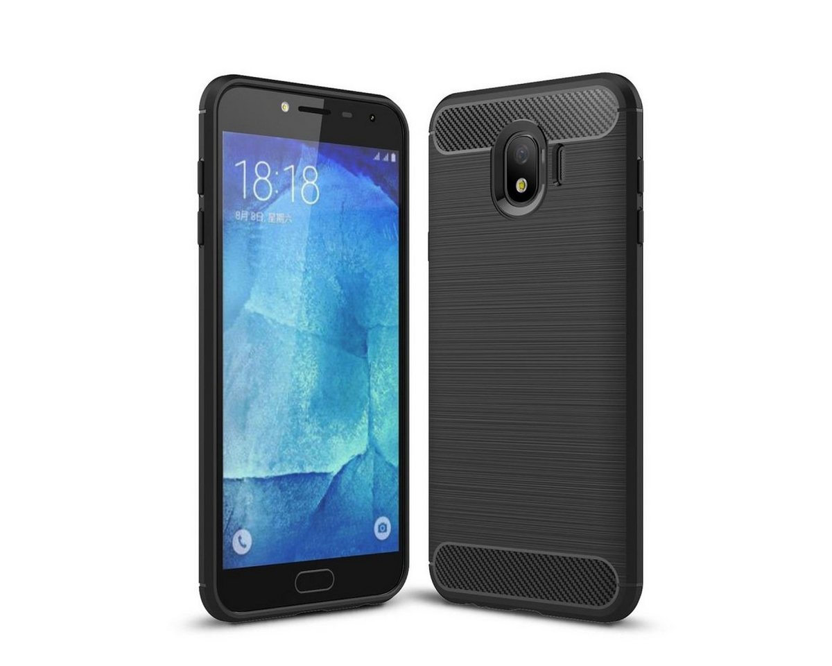 CoverKingz Handyhülle Hülle für Samsung Galaxy J4 2018 Handyhülle Schutzhülle Cover Case, Carbon Look Brushed Design von CoverKingz