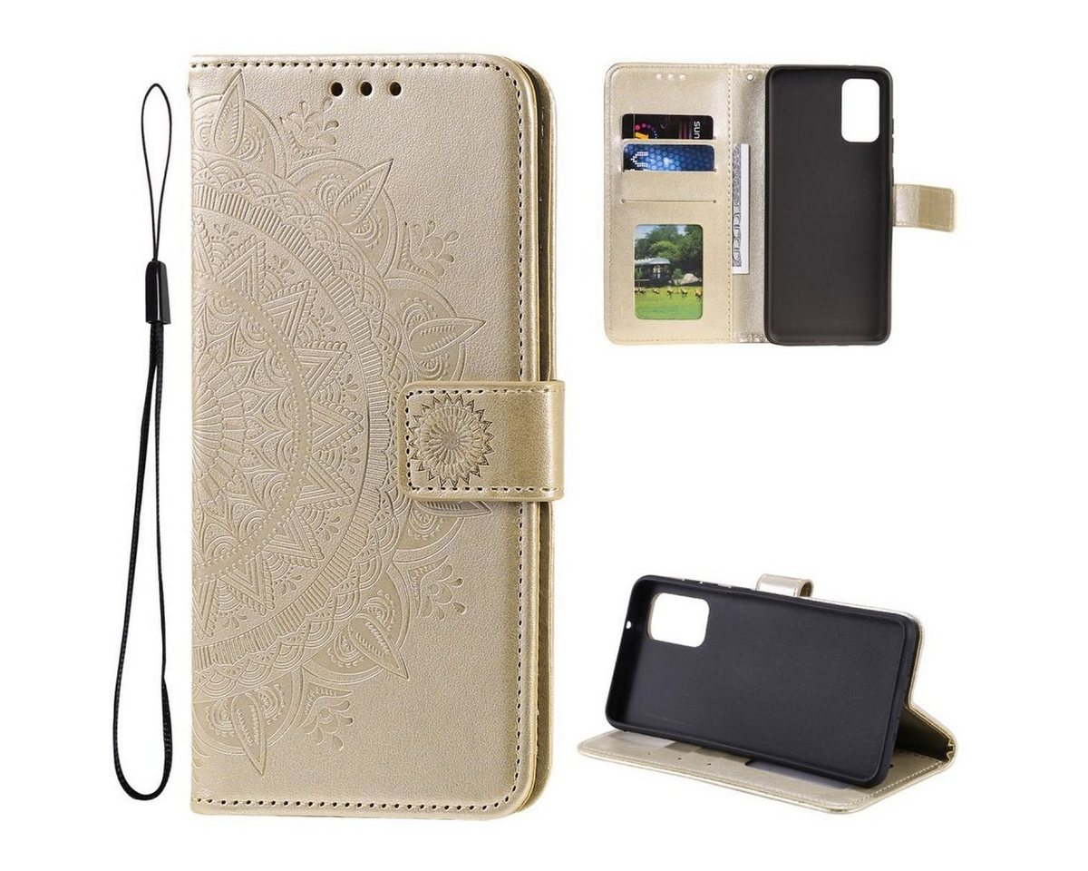 CoverKingz Handyhülle Hülle für Samsung Galaxy M13/M23 5G Handyhülle Flip Case Cover Etui 16,72 cm (6,6 Zoll), Klapphülle Schutzhülle mit Kartenfach Schutztasche Motiv Mandala von CoverKingz