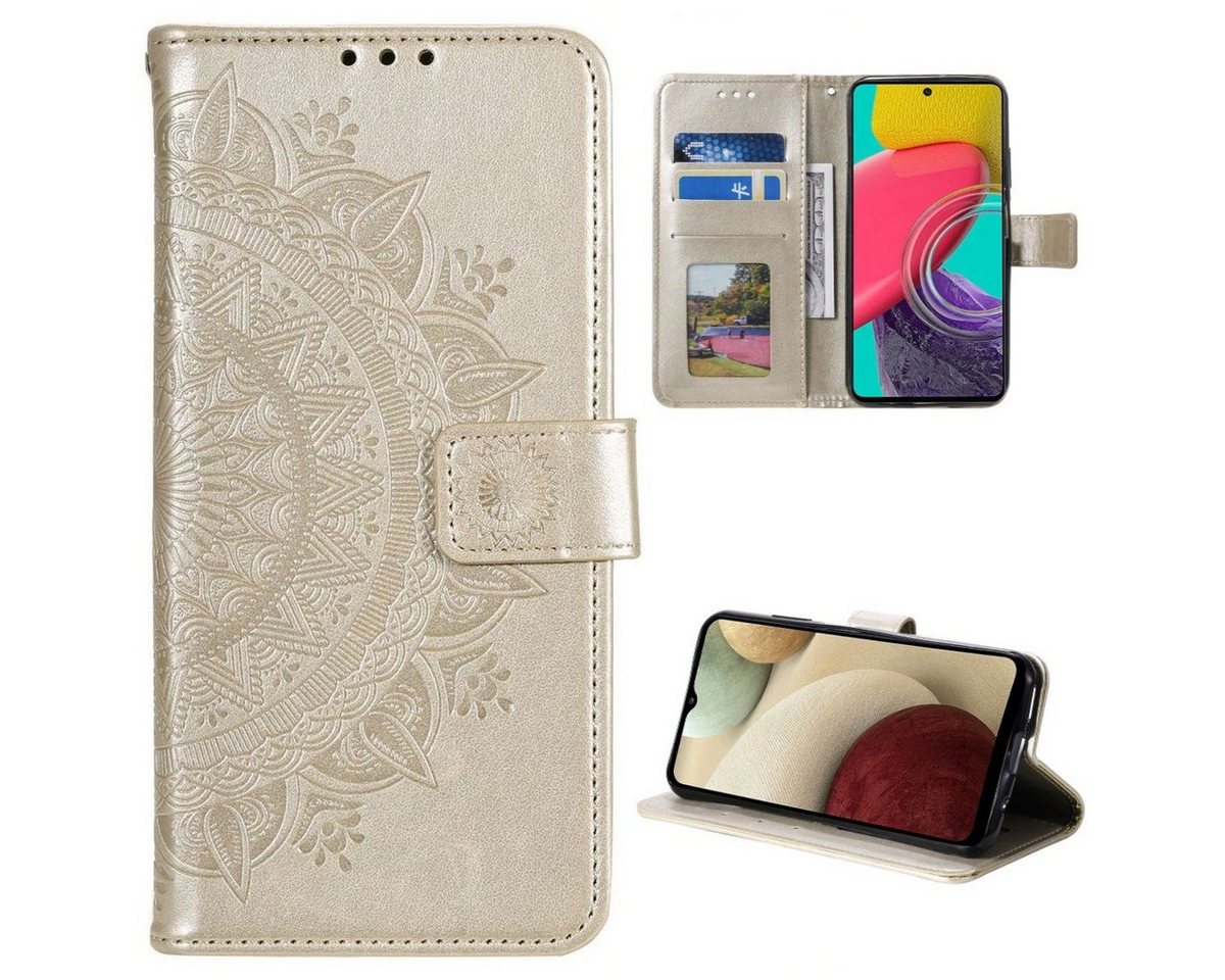 CoverKingz Handyhülle Hülle für Samsung Galaxy M33 5G Handyhülle Flip Case Cover Etui 16,72 cm (6,6 Zoll), Klapphülle Schutzhülle mit Kartenfach Schutztasche Motiv Mandala von CoverKingz