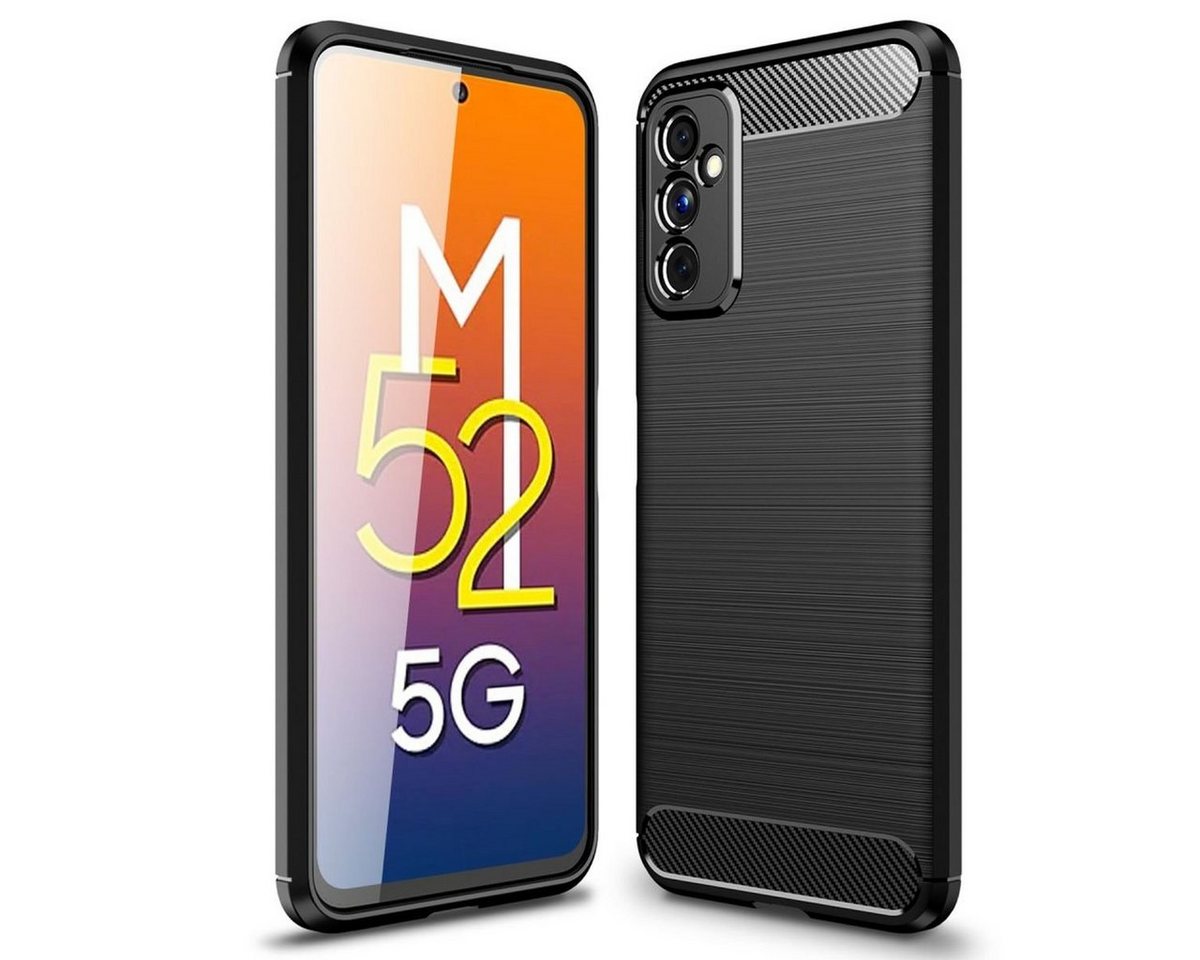 CoverKingz Handyhülle Hülle für Samsung Galaxy M52 5G Handyhülle Silikon Case Handy Cover 16,95 cm (6,7 Zoll), Handyhülle Bumper Silikoncover Softcase Carbonfarben von CoverKingz
