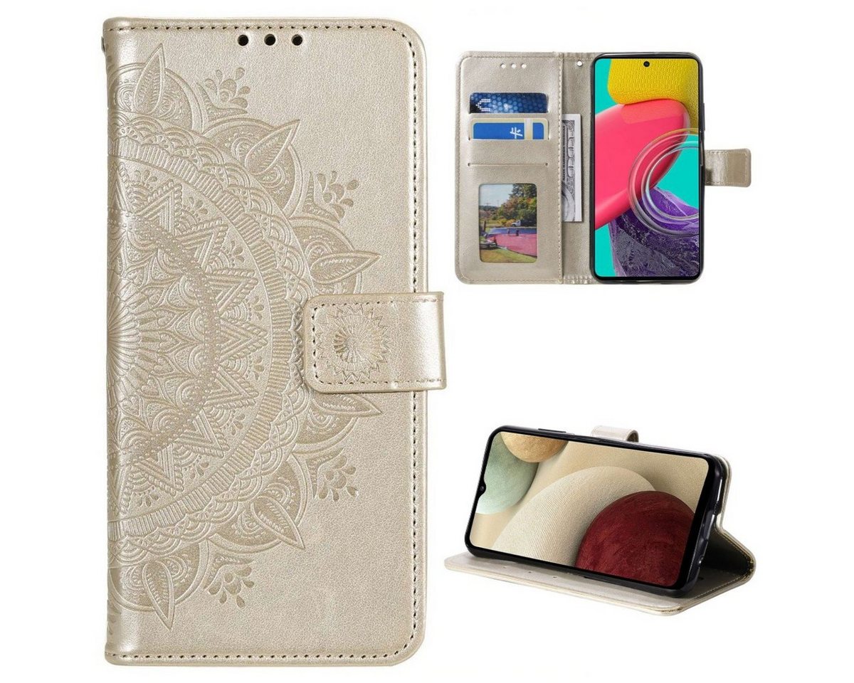 CoverKingz Handyhülle Hülle für Samsung Galaxy M53 5G Handyhülle Flip Case Cover Etui 17,01 cm (6,7 Zoll), Klapphülle Schutzhülle mit Kartenfach Schutztasche Motiv Mandala von CoverKingz