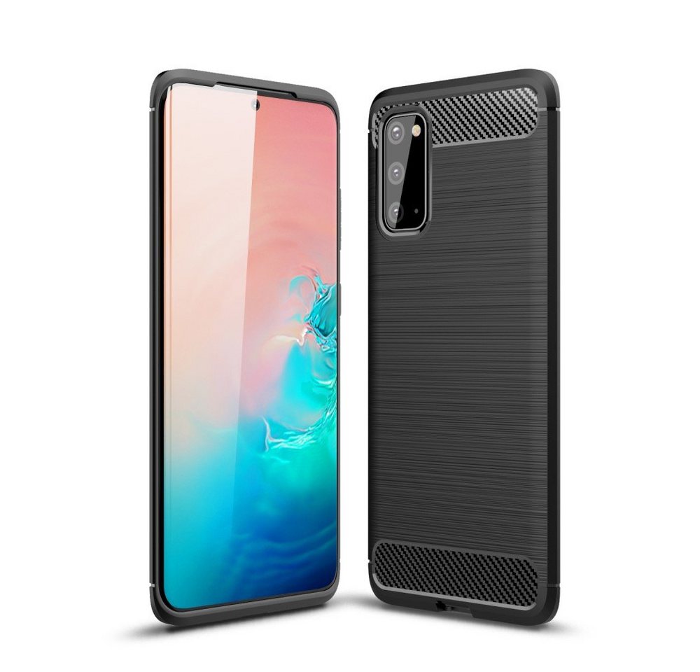 CoverKingz Handyhülle Hülle für Samsung Galaxy S20 Handyhülle Silikon Case Schutzhülle 15,75 cm (6,2 Zoll), Handyhülle Bumper Silikoncover Softcase Carbonfarben von CoverKingz