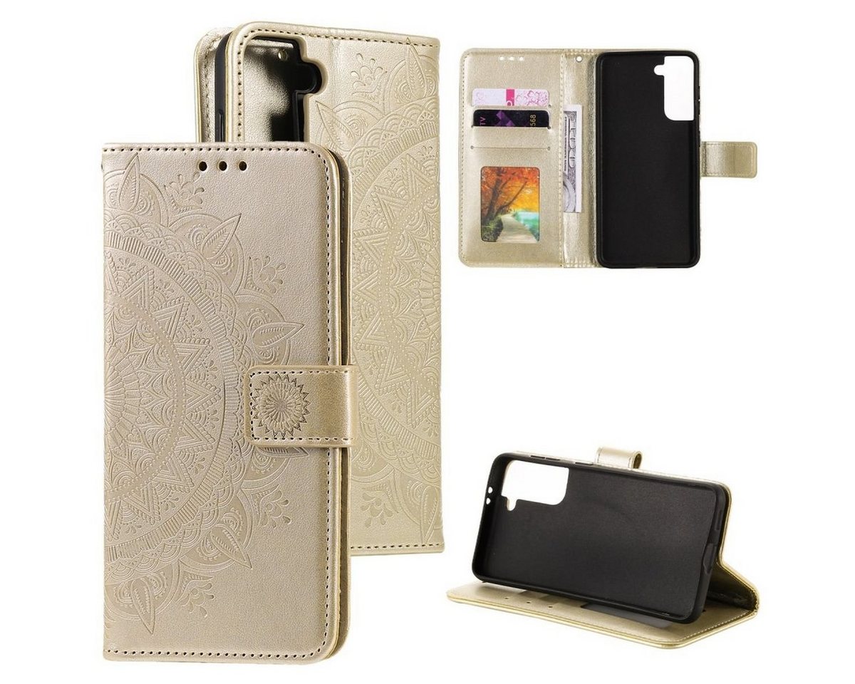 CoverKingz Handyhülle Hülle für Samsung Galaxy S21 Handyhülle Flip Case Cover Schutzhülle 15,2 cm (6 Zoll), Klapphülle Schutzhülle mit Kartenfach Schutztasche Motiv Mandala von CoverKingz