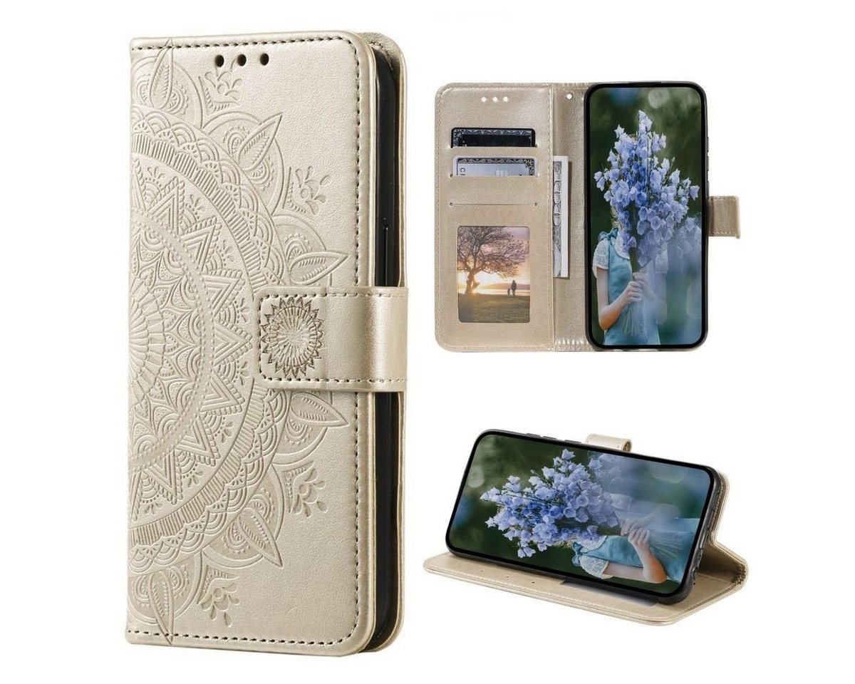 CoverKingz Handyhülle Hülle für Samsung Galaxy S23+ Handyhülle Flip Case Cover Etui Mandala 16,5 cm (6,5 Zoll), Klapphülle Schutzhülle mit Kartenfach Schutztasche Motiv Mandala von CoverKingz