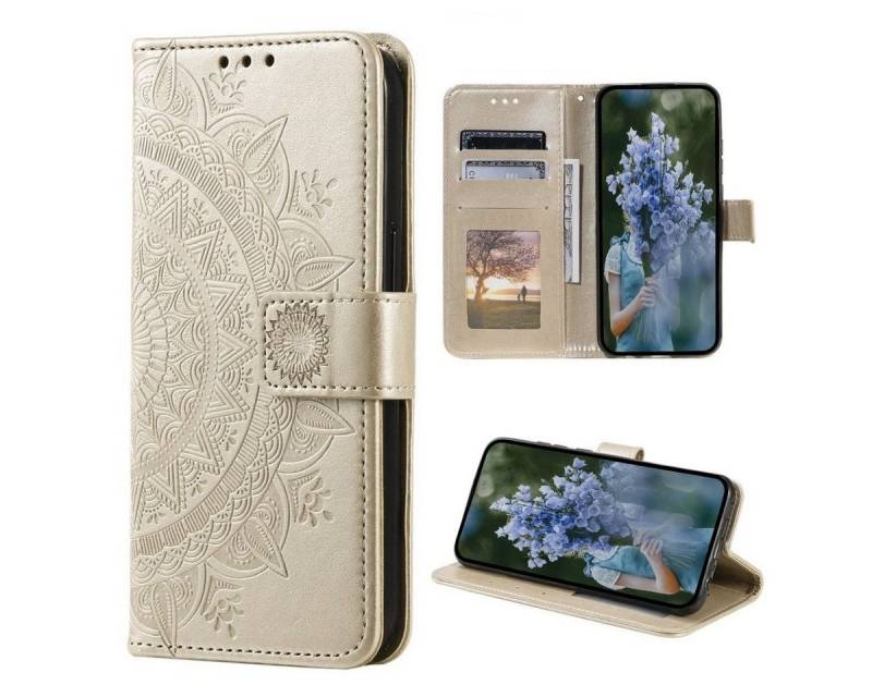 CoverKingz Handyhülle Hülle für Samsung Galaxy S23+ Handyhülle Flip Case Cover Etui Mandala 16,5 cm (6,5 Zoll), Klapphülle Schutzhülle mit Kartenfach Schutztasche Motiv Mandala von CoverKingz