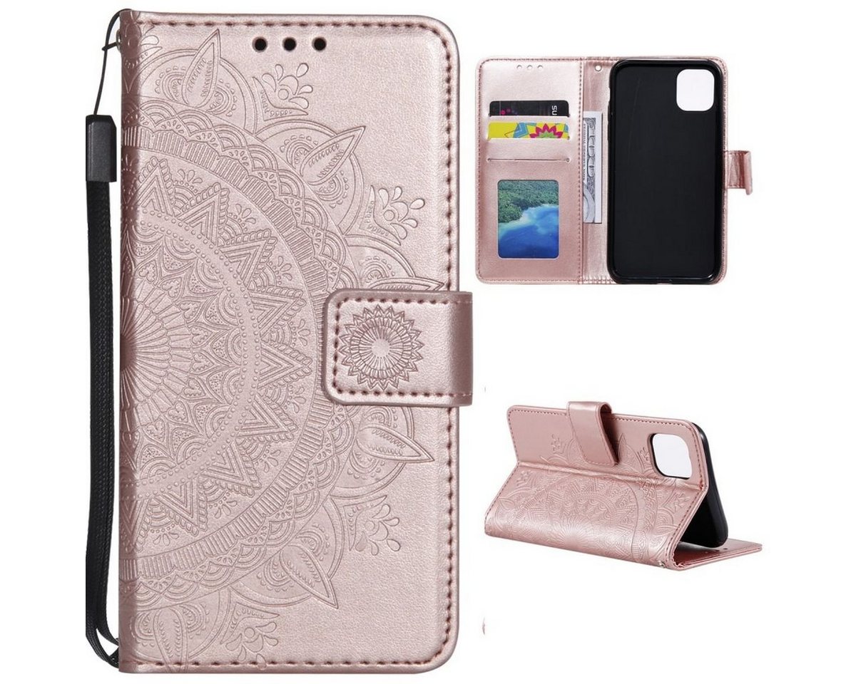 CoverKingz Handyhülle Hülle für Xiaomi 11 Lite 5G NE / Mi 11 Lite 5G Handyhülle Flip Case 16,5 cm (6,5 Zoll), Klapphülle Schutzhülle mit Kartenfach Schutztasche Motiv Mandala von CoverKingz
