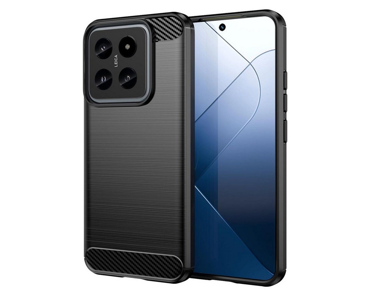 CoverKingz Handyhülle Hülle für Xiaomi 14 Handy Silikon Case Bumper Cover Schutzhülle, Carbon Look Brushed Design CoverKingz Handyhülle Hülle für Xiaomi 14 Handy Silikon Case Bumper Cover Schutzhülle, Carbon Look Brushed Design von CoverKingz
