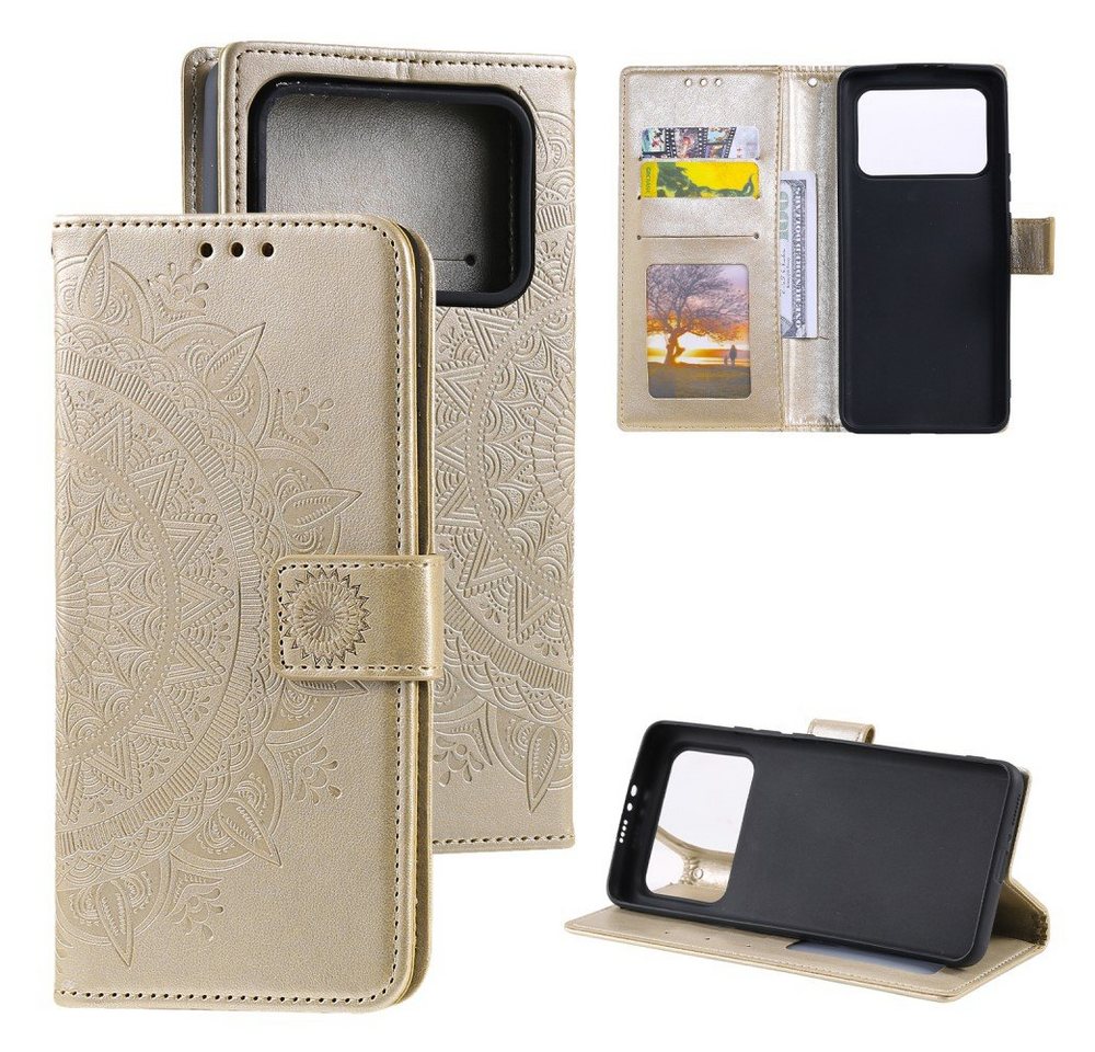 CoverKingz Handyhülle Hülle für Xiaomi Mi 11 Ultra Handyhülle Flip Case Cover Schutzhülle 17,8 cm (7 Zoll), Klapphülle Schutzhülle mit Kartenfach Schutztasche Motiv Mandala von CoverKingz