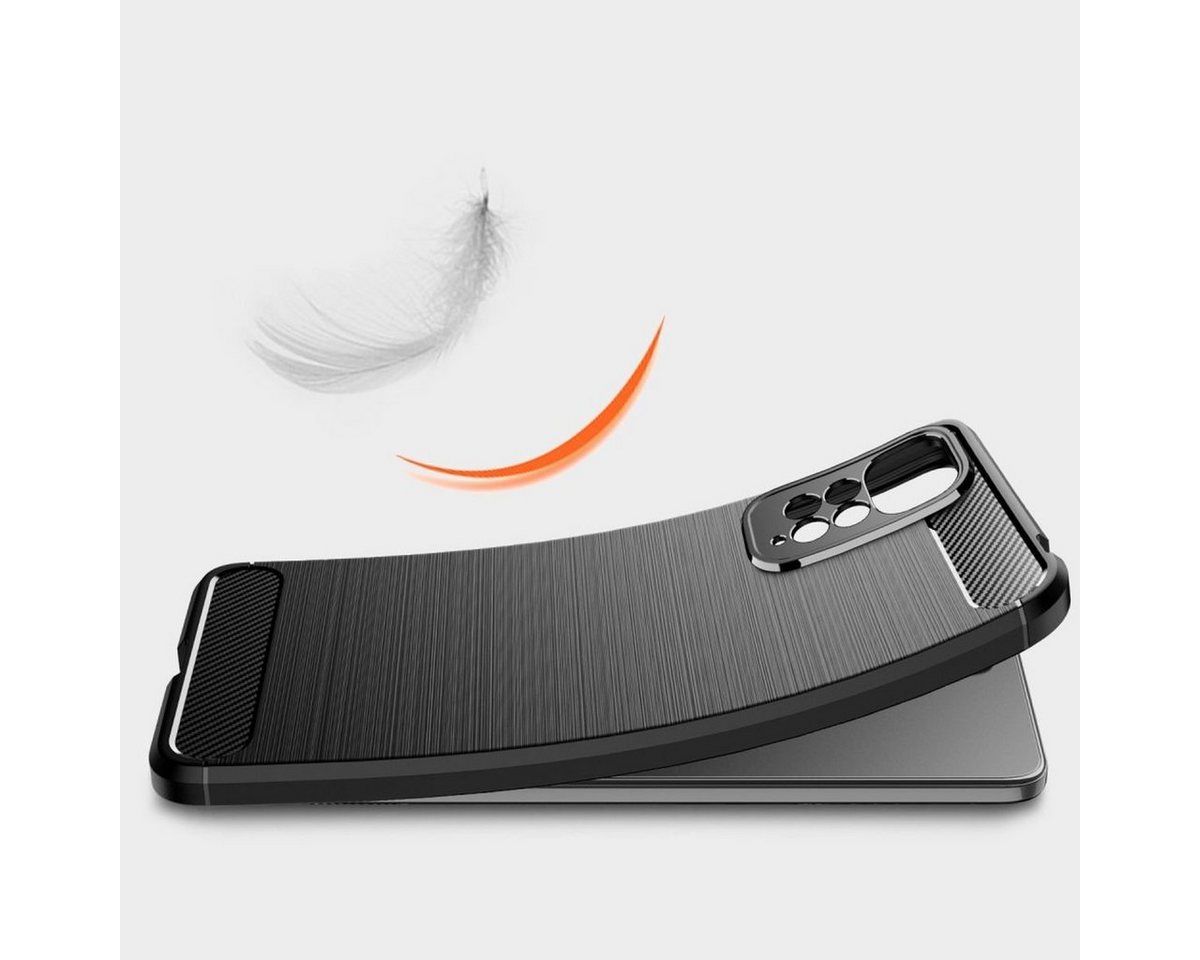 CoverKingz Handyhülle Hülle für Xiaomi Redmi Note 11 Pro 4G/5G Handy Silikon Case Cover 16,94 cm (6,67 Zoll), Handyhülle Bumper Silikoncover Softcase Carbonfarben von CoverKingz