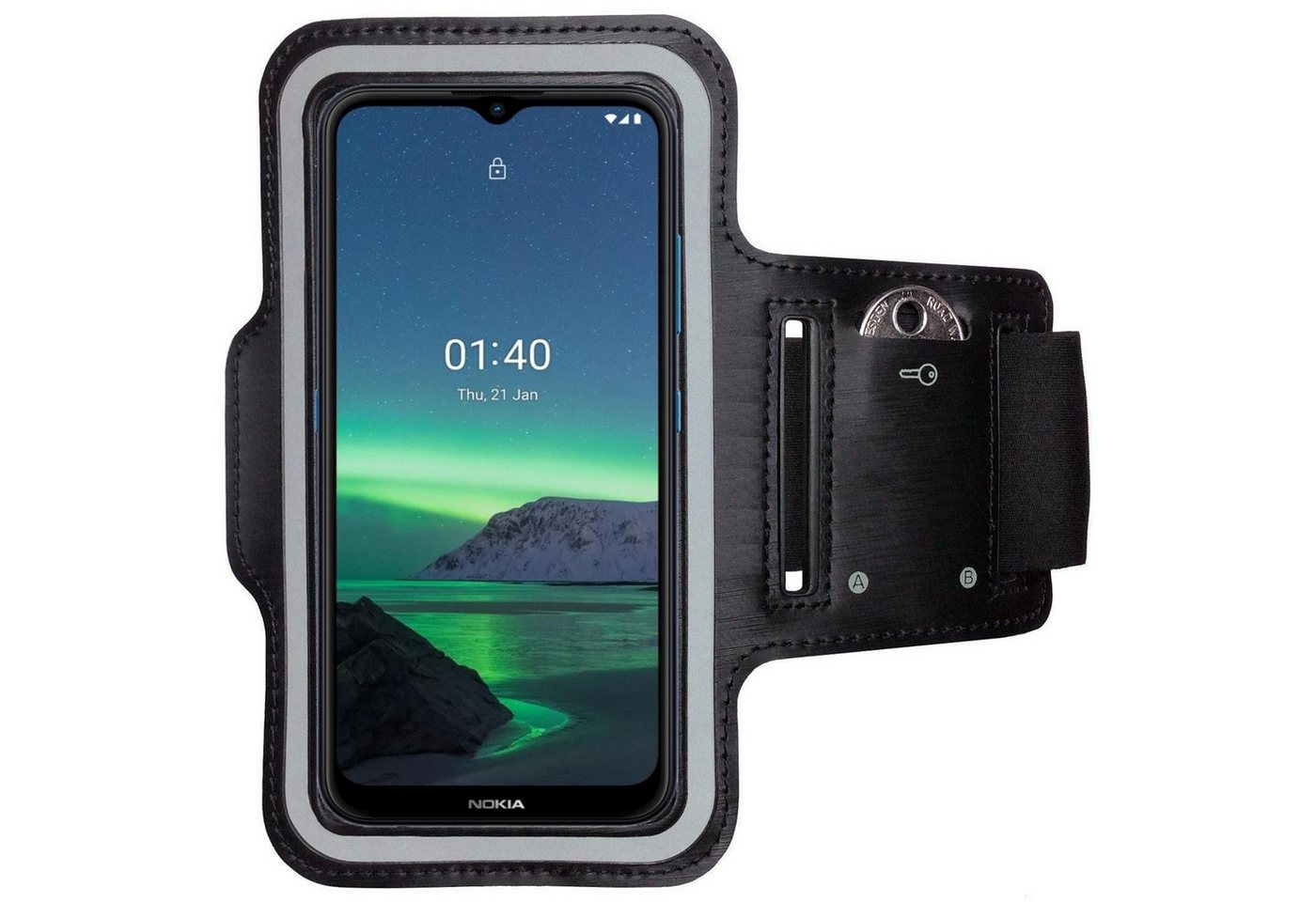 CoverKingz Handyhülle Sportarmband für Nokia 1.4 Handy Tasche Jogging Hülle Fitness Armband, Sport Schutzhülle Schlüsselfach Handyhülle Jogging Schutztasche Etui CoverKingz Handyhülle Sportarmband für Nokia 1.4 Handy Tasche Jogging Hülle Fitness Armband, Sport Schutzhülle Schlüsselfach Handyhülle Jogging Schutztasche Etui von CoverKingz