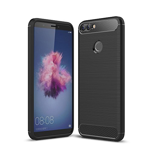 CoverKingz Handyhülle für Huawei P Smart - Silikon Handy Hülle im Carbon Design - Soft Case Phone Cover Schwarz von CoverKingz