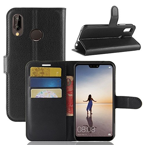 CoverKingz Handyhülle für Huawei P20 Lite - Handytasche mit Kartenfach P20 Lite Cover - Handy Hülle klappbar Schwarz von CoverKingz