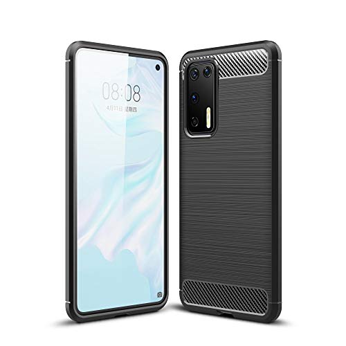 CoverKingz Handyhülle für Huawei P40 - Silikon Handy Hülle im Carbon Design - Soft Case Phone Cover Schwarz von CoverKingz