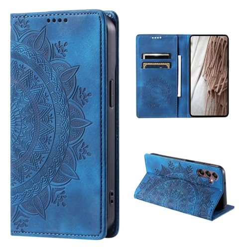 CoverKingz Handyhülle für Samsung Galaxy A25 5G - Handytasche mit Kartenfach Klapphülle Cover - Handy Hülle klappbar Motiv Mandala Blau von CoverKingz