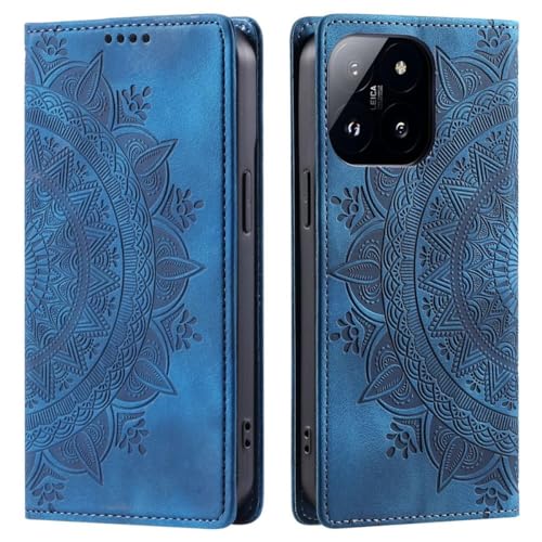 CoverKingz Handyhülle für Xiaomi 14 - Handytasche mit Kartenfach Klapphülle Cover - Handy Hülle klappbar Motiv Mandala Blau von CoverKingz