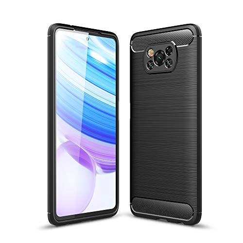 CoverKingz Handyhülle für Xiaomi Poco X3 NFC - Silikon Handy Hülle im Carbon Design - Soft Case Phone Cover Schwarz von CoverKingz