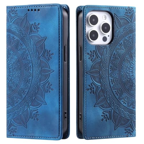 CoverKingz Handyhülle für iPhone 16 Pro Max - Handytasche mit Kartenfach Klapphülle Cover - Handy Hülle klappbar Motiv Mandala Blau CoverKingz Handyhülle für iPhone 16 Pro Max - Handytasche mit Kartenfach Klapphülle Cover - Handy Hülle klappbar Motiv Mandala Blau von CoverKingz