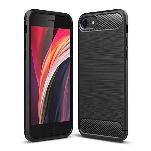 CoverKingz Handyhülle für iPhone SE 2020/2022 - Silikon Handy Hülle im Carbon Design - Soft Case Phone Cover Schwarz von CoverKingz