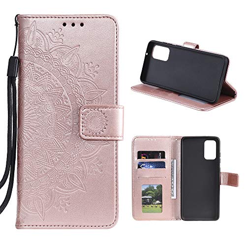 CoverKingz Handyhülle kompatibel mit Samsung Galaxy M51 - Handytasche mit Kartenfach Klapphülle Case - Handy Hülle klappbar Motiv Mandala Rosegold von CoverKingz