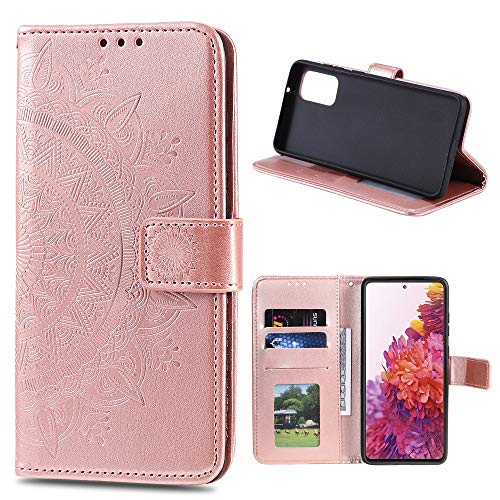 CoverKingz Handyhülle kompatibel mit Samsung Galaxy S20 FE [6,5 Zoll] - Handytasche mit Kartenfach Klapphülle Case - Handy Hülle klappbar Motiv Mandala Rosegold von CoverKingz