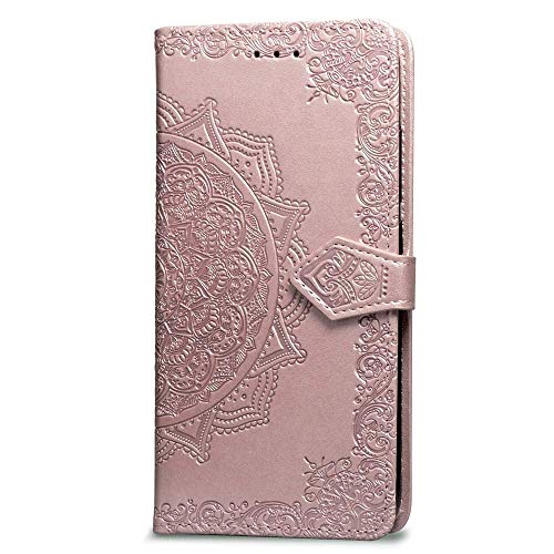 CoverKingz Handyhülle kompatibel mit iPhone XS Max [6,5 Zoll] - Handytasche mit Kartenfach Klapphülle Case - Handy Hülle klappbar Motiv Mandala Rosegold von CoverKingz