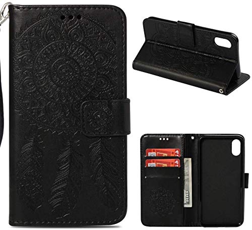 CoverKingz Handyhülle kompatibel mit iPhone XS Max - Handyhülle mit Kartenfach Cover - Handy Hülle klappbar Traumfänger Motiv Schwarz von CoverKingz