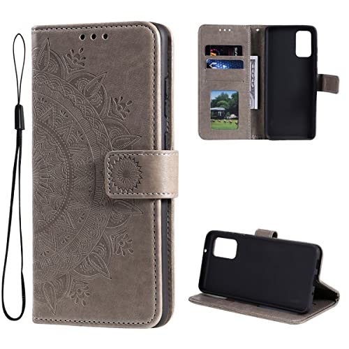 CoverKingz Handytasche kompatibel mit Samsung Galaxy M13/M23 5G - Handy Case mit Kartenfach Handyhülle - Flipcase klappbar Motiv Mandala Grau von CoverKingz