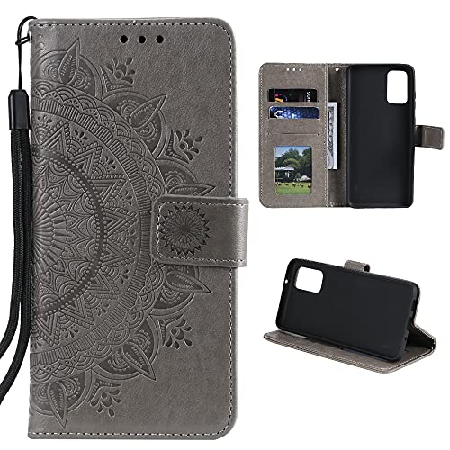 CoverKingz Handytasche kompatibel mit Xiaomi Redmi Note 10/Note 10S - Handy Case mit Kartenfach Handyhülle - Flipcase klappbar Motiv Mandala Grau von CoverKingz
