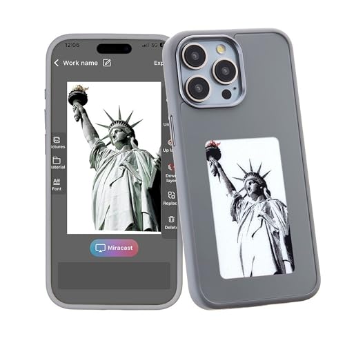 CoverKingz Hülle kompatibel mit Apple iPhone 14 Pro Max Schutzhülle - Handyhülle Case mit NFC Display E-Ink Silikon Hybrid Cover Bumper Showcase DIY Displaybilder Schwarz von CoverKingz