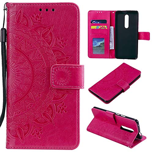 CoverKingz Klapphülle kompatibel mit Nokia 2.4 - Schutzhülle mit Kartenfach zum aufklappen - Klapphandyhülle Case klappbar Motiv Mandala Pink von CoverKingz