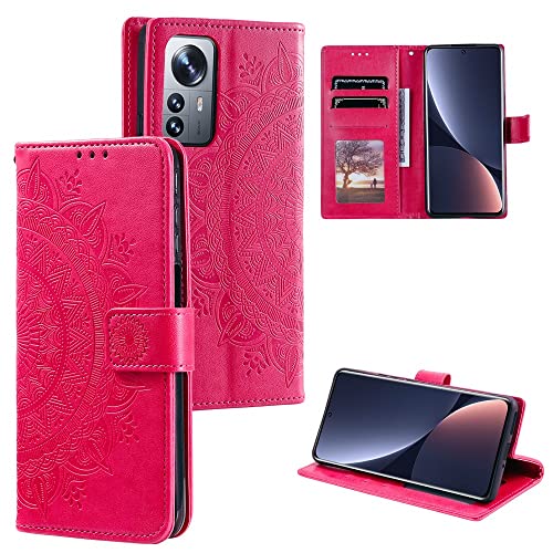 CoverKingz Klapphülle kompatibel mit Xiaomi 12 Pro - Schutzhülle mit Kartenfach zum aufklappen - Klapphandyhülle Case klappbar Motiv Mandala Pink von CoverKingz