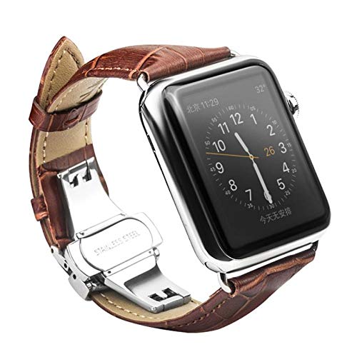 CoverKingz Leder Armband kompatibel mit Apple Watch Armband 42mm/44mm/45mm/49mm - Lederarmband für Apple Watch Series Ultra 2/Ultra/9/8/7/6/SE/5/4/3/2/1 - Ersatzarmband mit Faltschließe - Hell Braun von CoverKingz