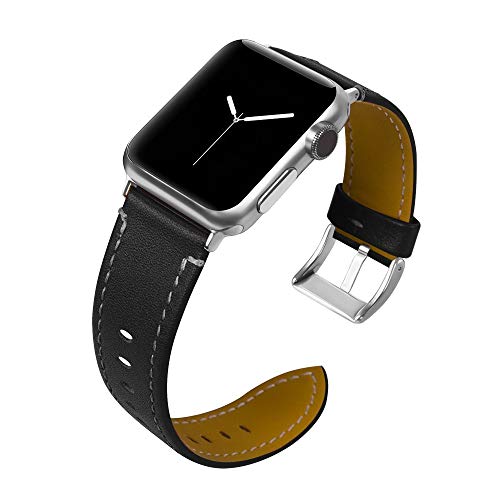 CoverKingz Leder Armband kompatibel mit Apple Watch Armband 42mm/44mm/45mm/49mm - Lederarmband für Apple Watch Series Ultra 2/Ultra/9/8/7/6/SE/5/4/3/2 - Ersatzarmband Dornschließe - Lederband Schwarz von CoverKingz