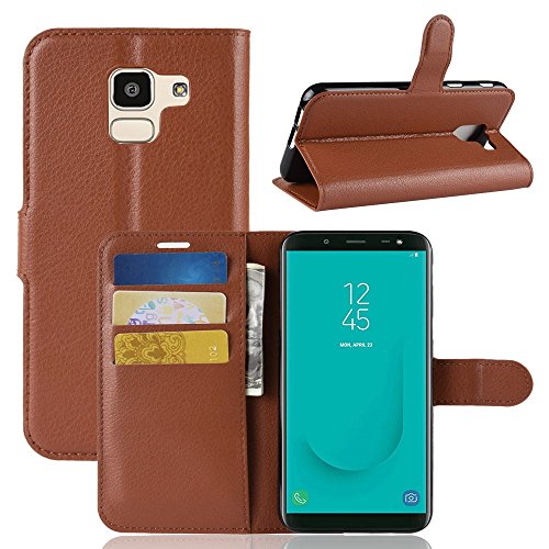 CoverKingz Schutzhülle kompatibel mit Samsung Galaxy J6 2018 - Handycover mit Kartenfach Schutztasche Wallet - Flip Case klappbar Braun von CoverKingz