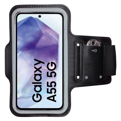 CoverKingz Sportarmband für Samsung Galaxy A55 5G - Armtasche mit Schlüsselfach Oberarm Halterung - Sport Laufarmband Handy Armband Schwarz von CoverKingz