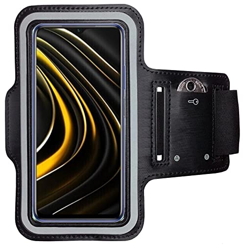 CoverKingz Sportarmband für Xiaomi Poco M3 - Armtasche mit Schlüsselfach Oberarm Halterung - Sport Laufarmband Handy Armband Schwarz von CoverKingz