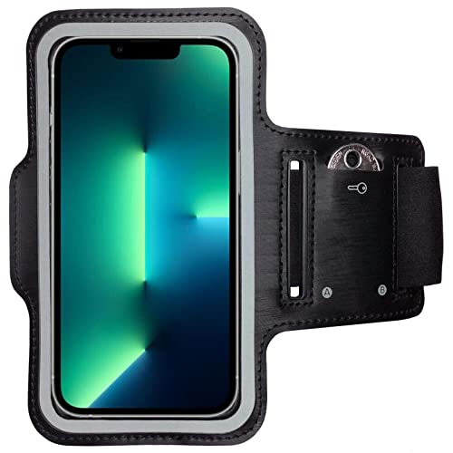 CoverKingz Sportarmband für iPhone 15 Pro / 14 Pro / 13 Pro - Armtasche mit Schlüsselfach Oberarm Halterung - Sport Laufarmband Handy Armband Schwarz von CoverKingz